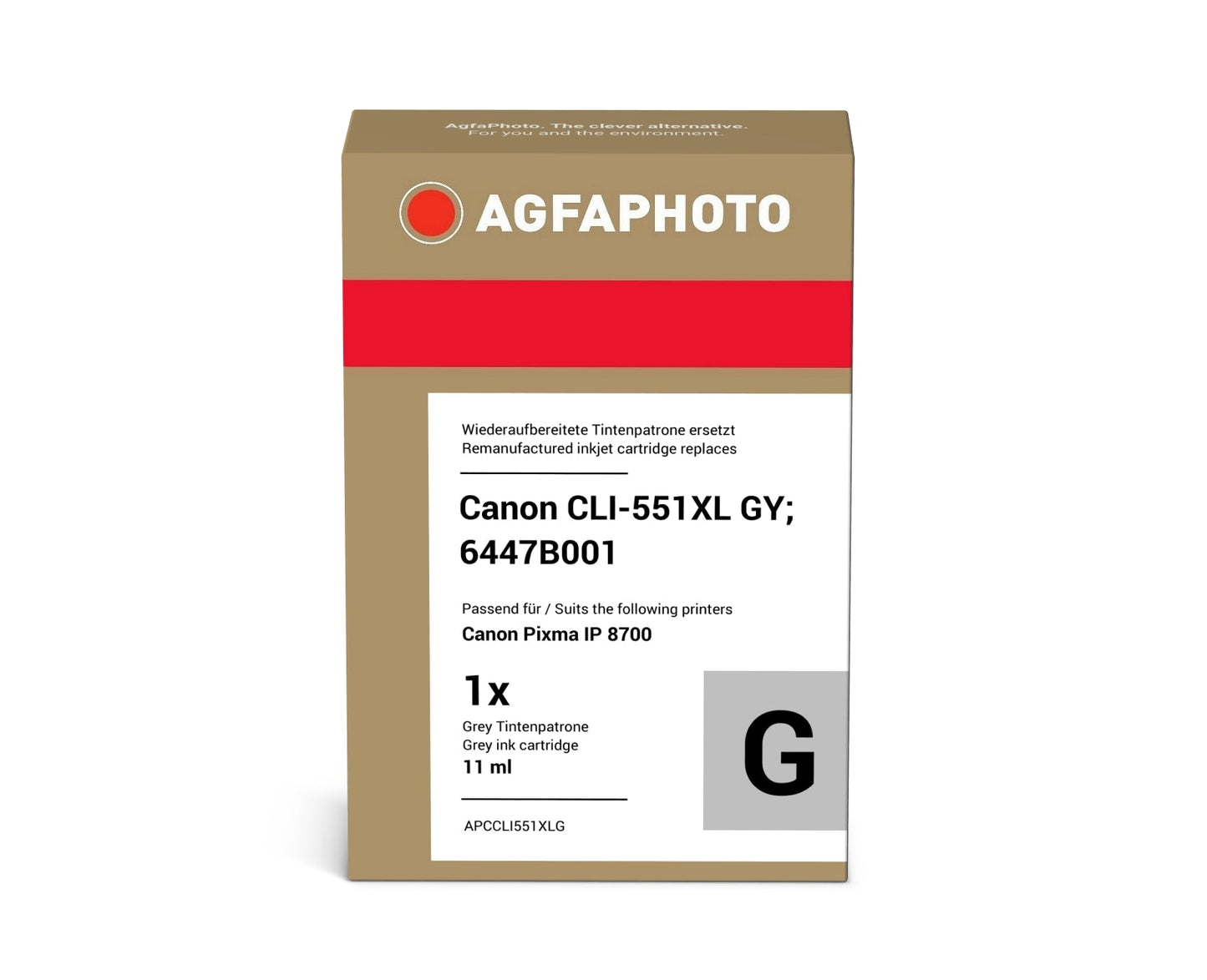 AgfaPhoto APCCLI551XLG Tintenpatrone ersetzt Canon CLI-551XL GY, 6447B001 online bestellen