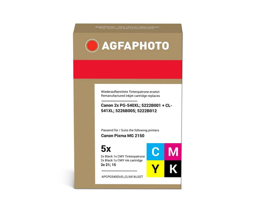 AgfaPhoto APCPG540DUO_CL541XLSET Tintenpatrone ersetzt Canon 2x PG-540XL, 5222B001 + CL-541XL, 5226B005, 5222B012 online bestellen