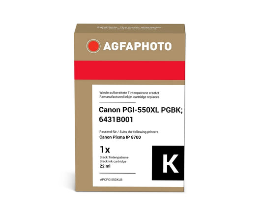 AgfaPhoto APCPGI550XLB Tintenpatrone ersetzt Canon PGI-550PGBK XL, 6431B001 online bestellen
