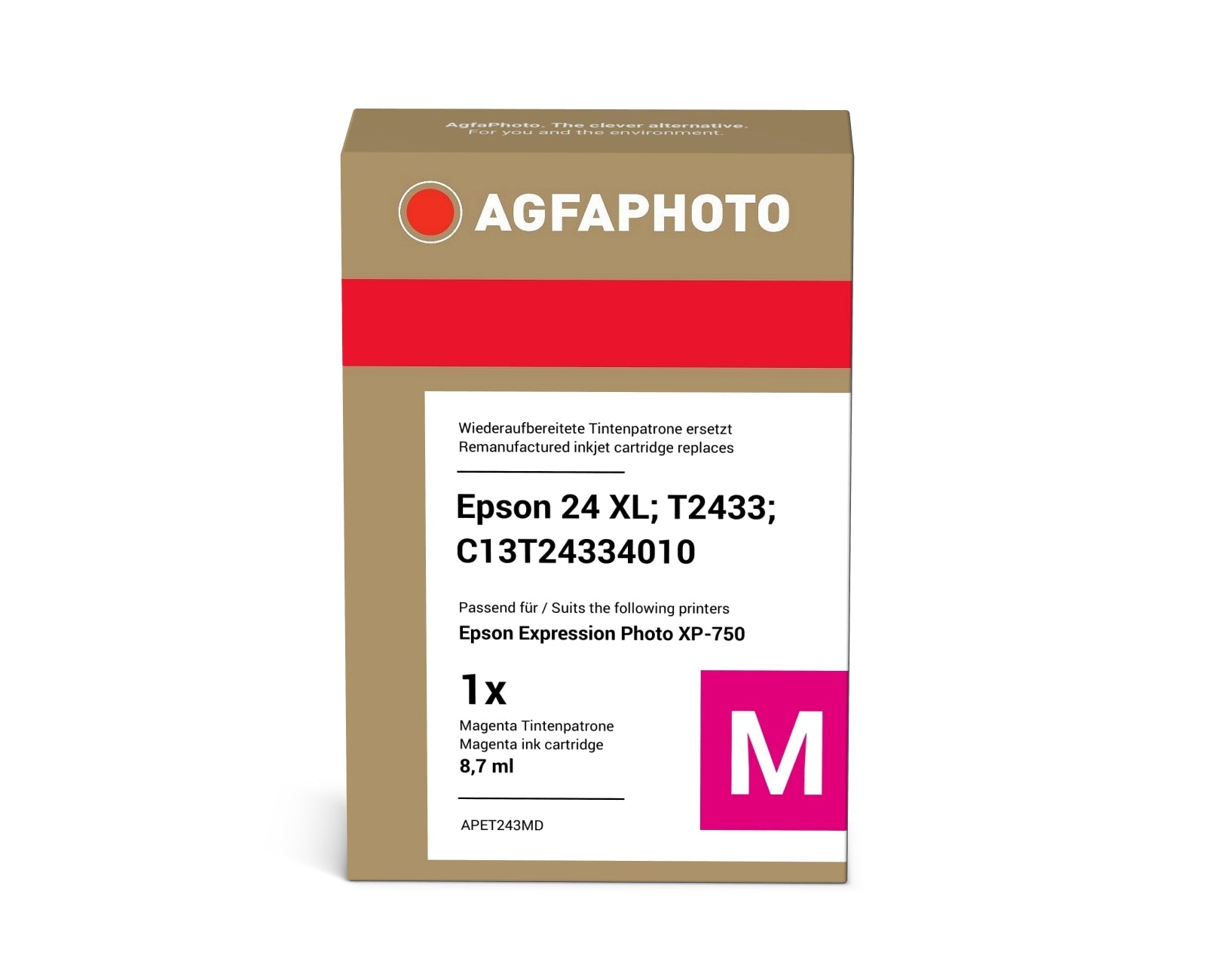 AgfaPhoto APET243MD Tintenpatrone ersetzt Epson 24 XL, T2433, C13T24334010 online bestellen
