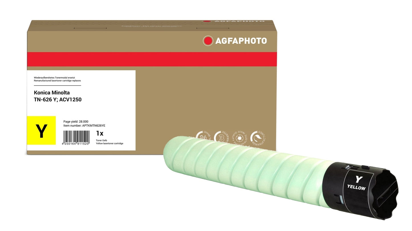 AgfaPhoto APTKMTN626YE Lasertoner ersetzt Konica Minolta TN-626 Y, ACV1250 online bestellen